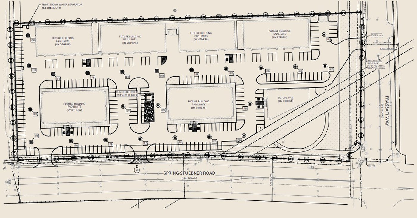 Site plan of the Spring-Stuebner Sustainable Park commercial development