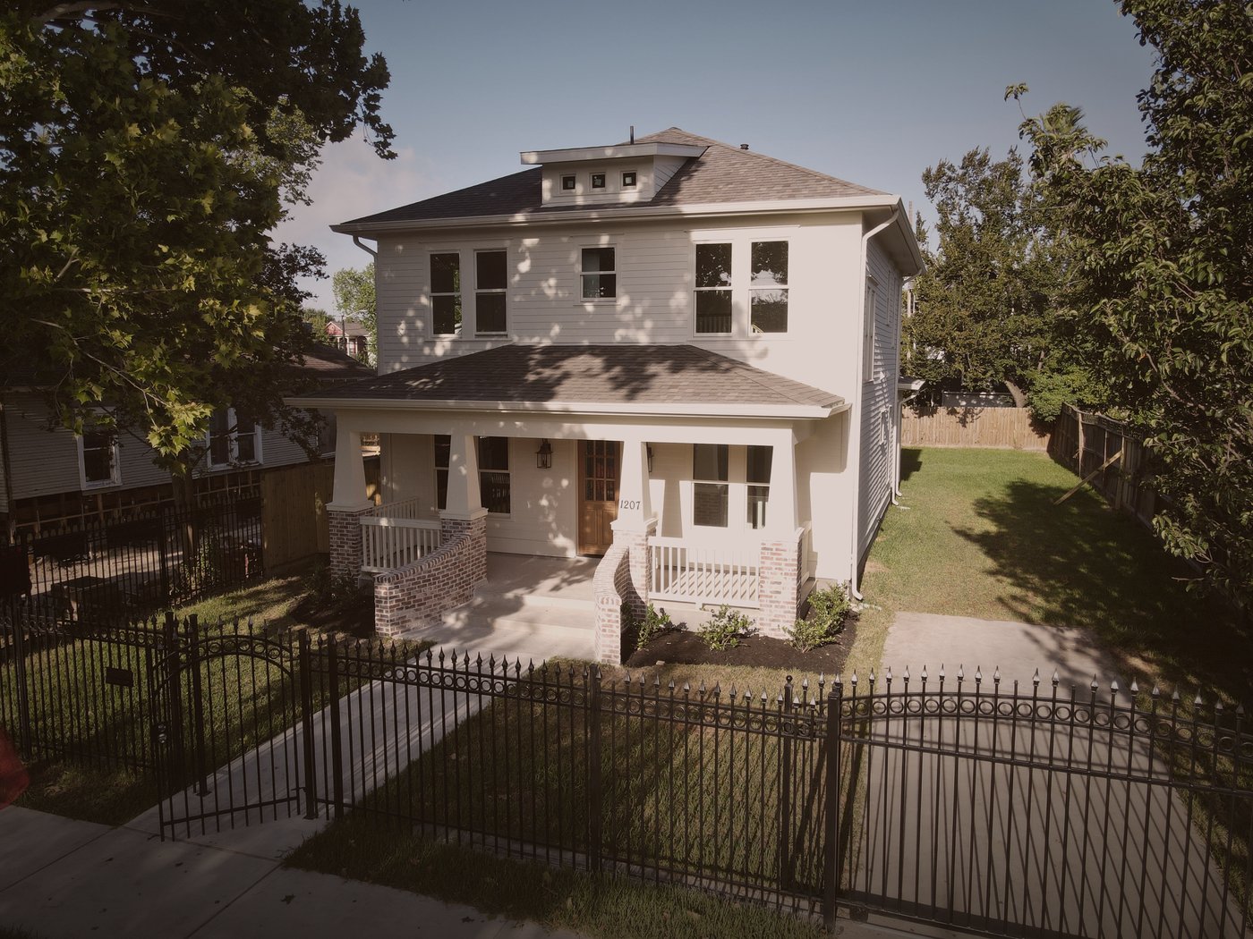 Front exterior of the Stephan Custom Residence in the Houston Heights Historic District