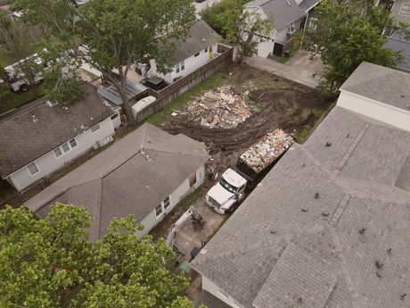 Aerial view of debris removal on the G9 Custom Home site